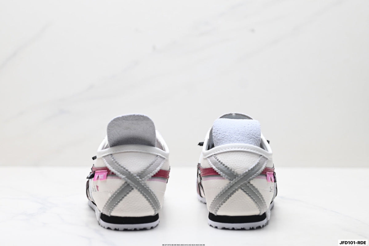 Onitsuka Tiger Retro Low Top White Black Burgundy Unisex Shoes Style 27