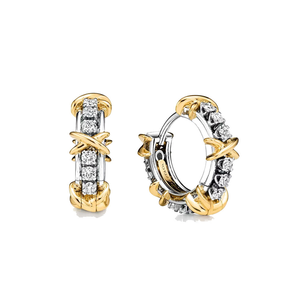 Tiffany Style Crossover Cubic Zirconia 18K Gold-Plated Earrings