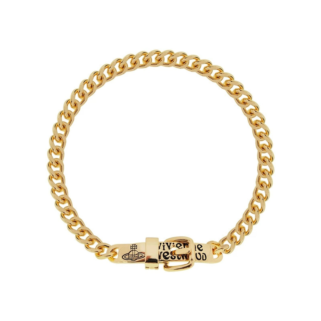 Vivienne Westwood Style Engraved Letter Cuban Chain Necklace