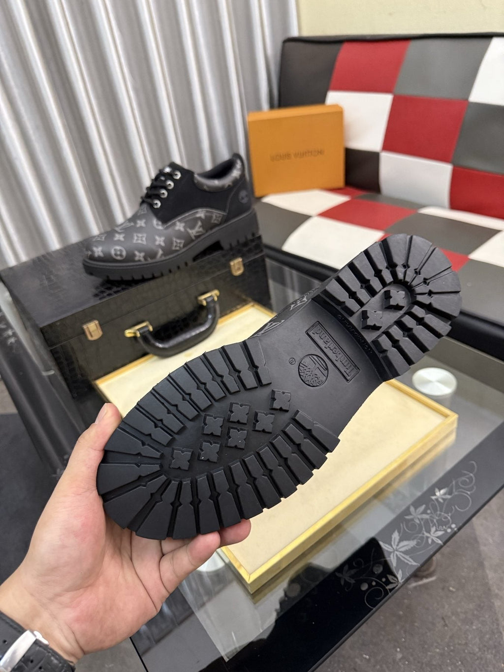 Louis Vuitton Black & Dark Gray Monogram Lace-Up Shoes