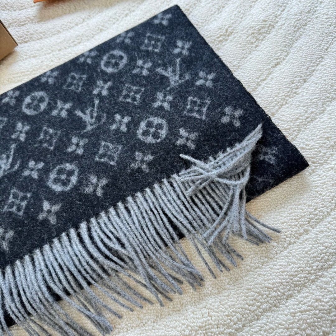 Louis Vuitton Black & Gray Monogram Scarf