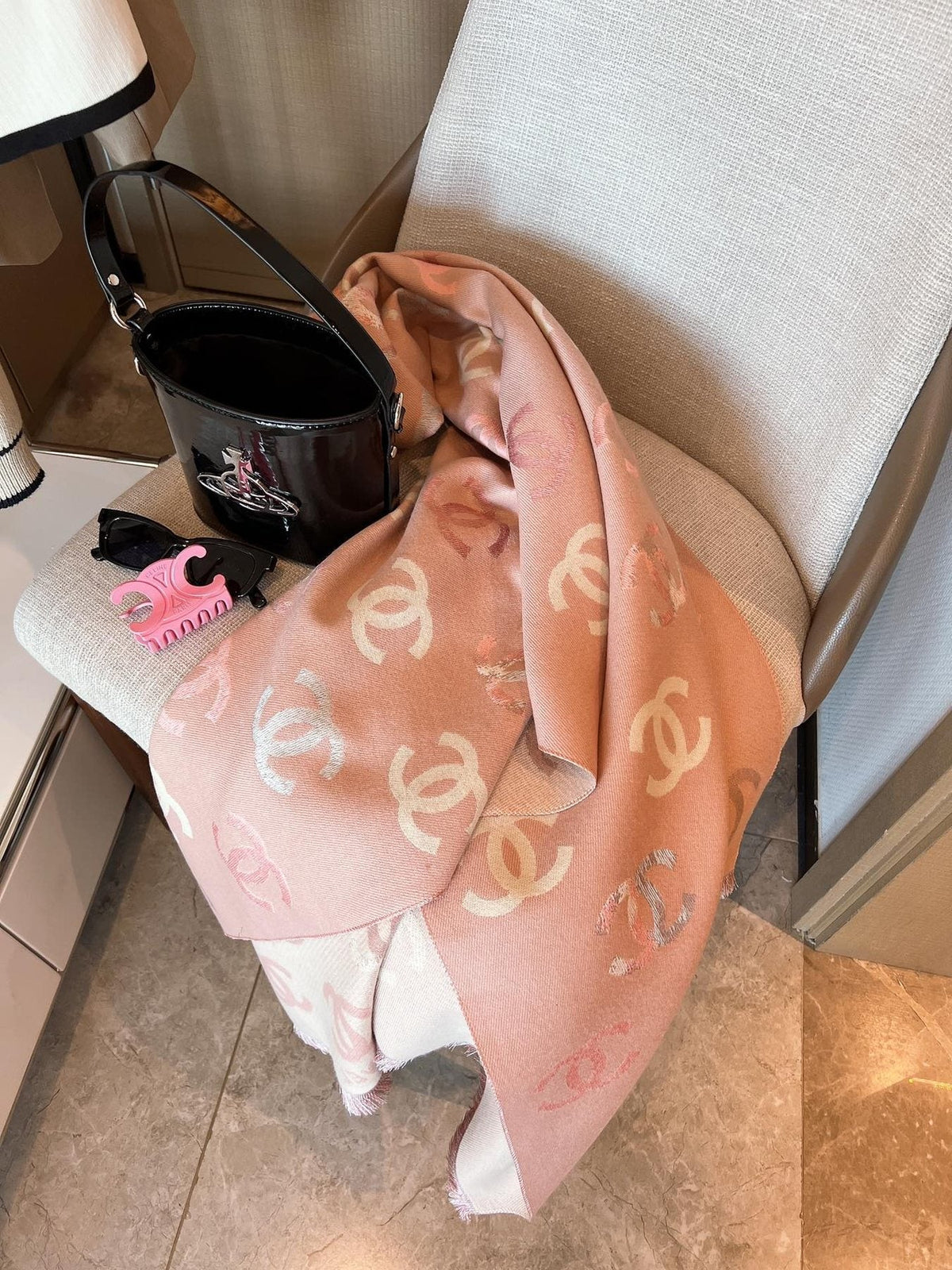 Chanel Motif Fringed Scarf