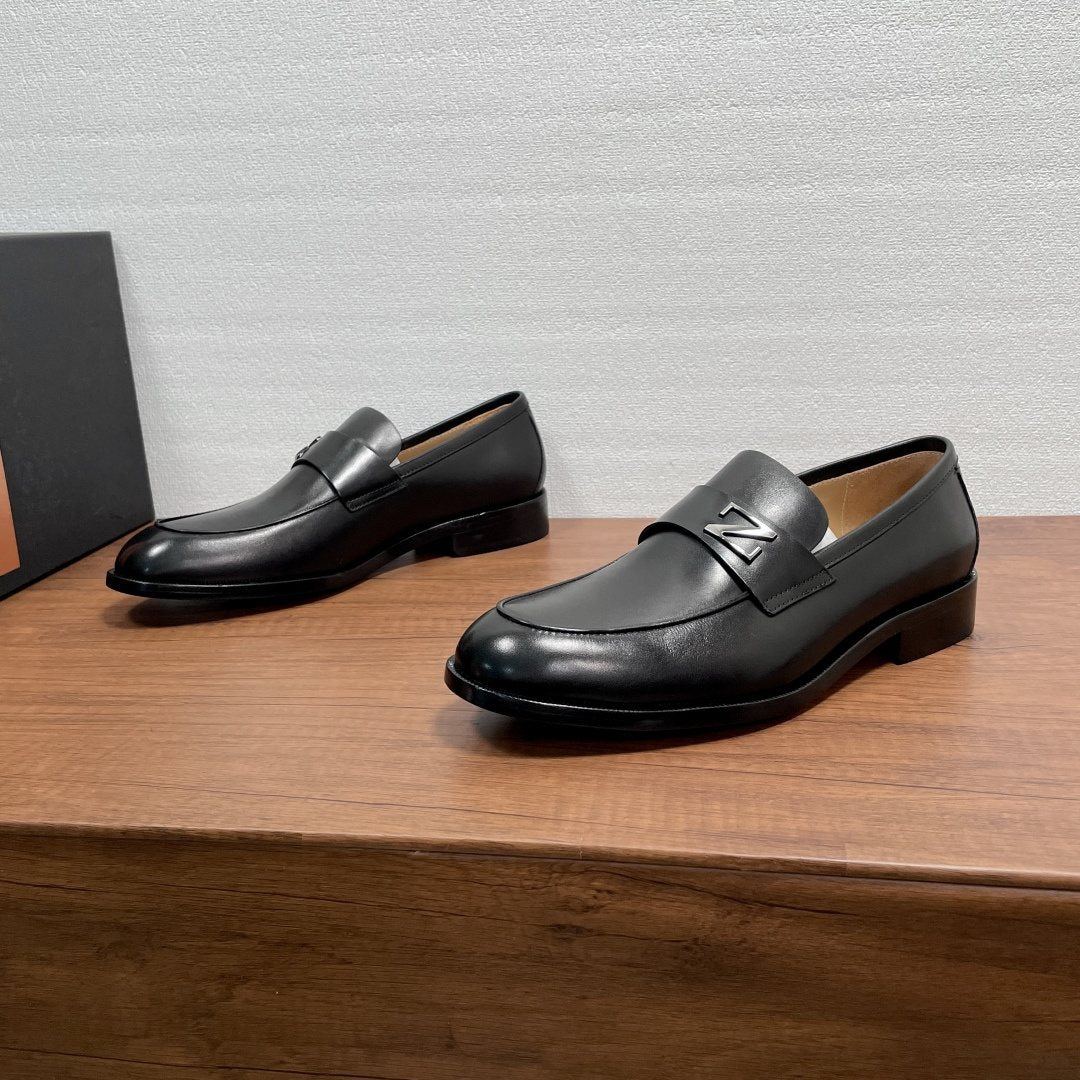 Zegna Men's Black Metal-Accent Loafers