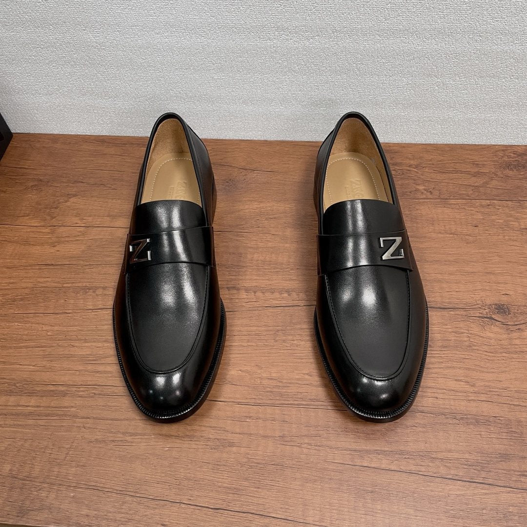 Zegna Men's Black Metal-Accent Loafers