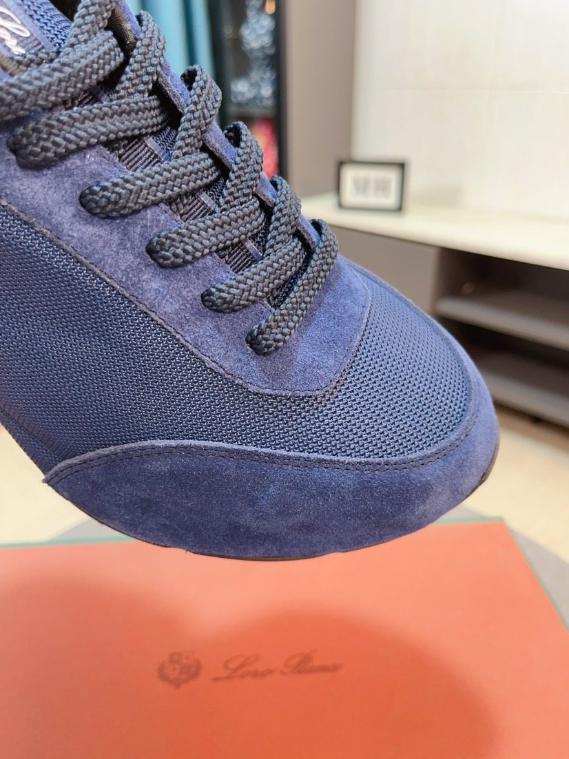 Loro Piana Blue Lace-Up Sneakers