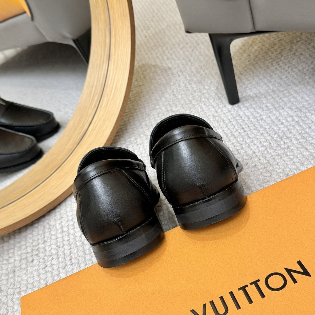 Louis Vuitton Men's Black Metal-Accent Loafers