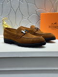 Hermès Men's Brown Leather Lug-Sole Loafers
