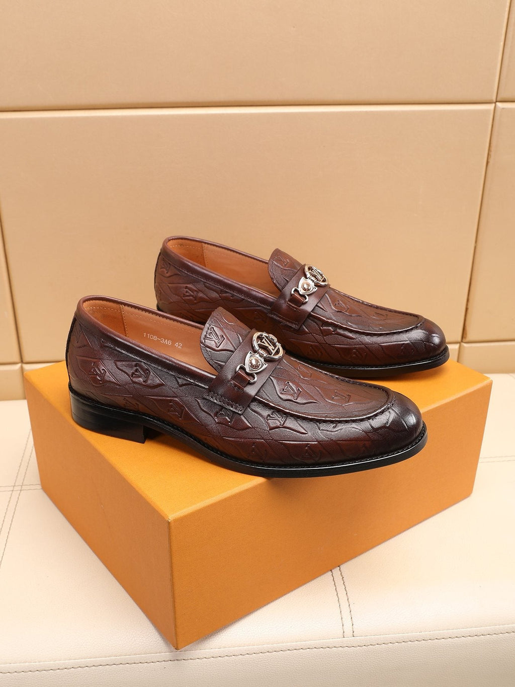 Louis Vuitton Dark Brown Embossed Loafers