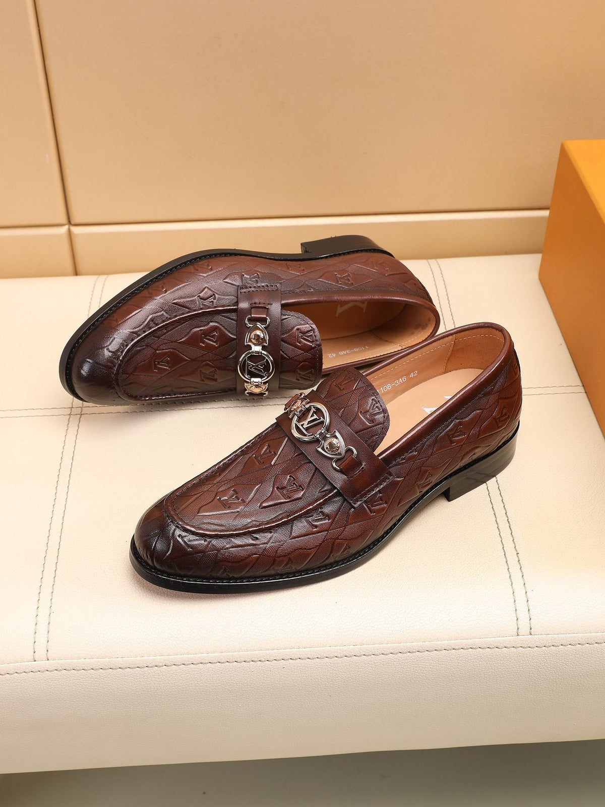 Louis Vuitton Dark Brown Embossed Loafers