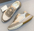 Brunello Cucinelli Cream and Gray Low-Top Sneakers