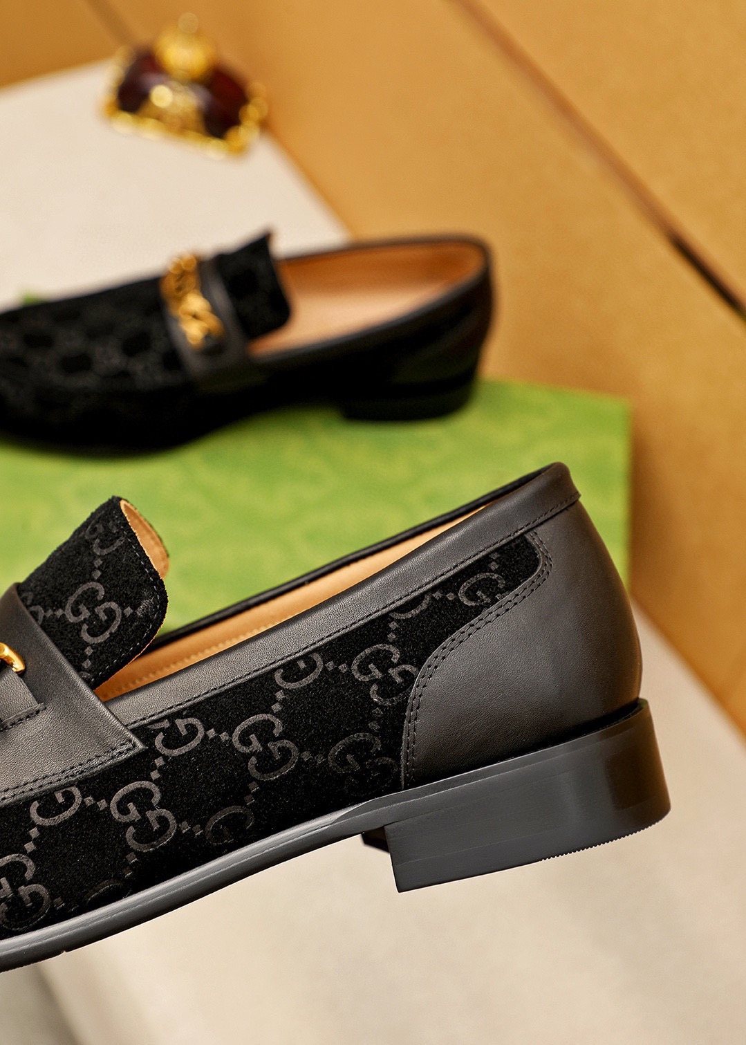 Gucci Black Patterned Loafers