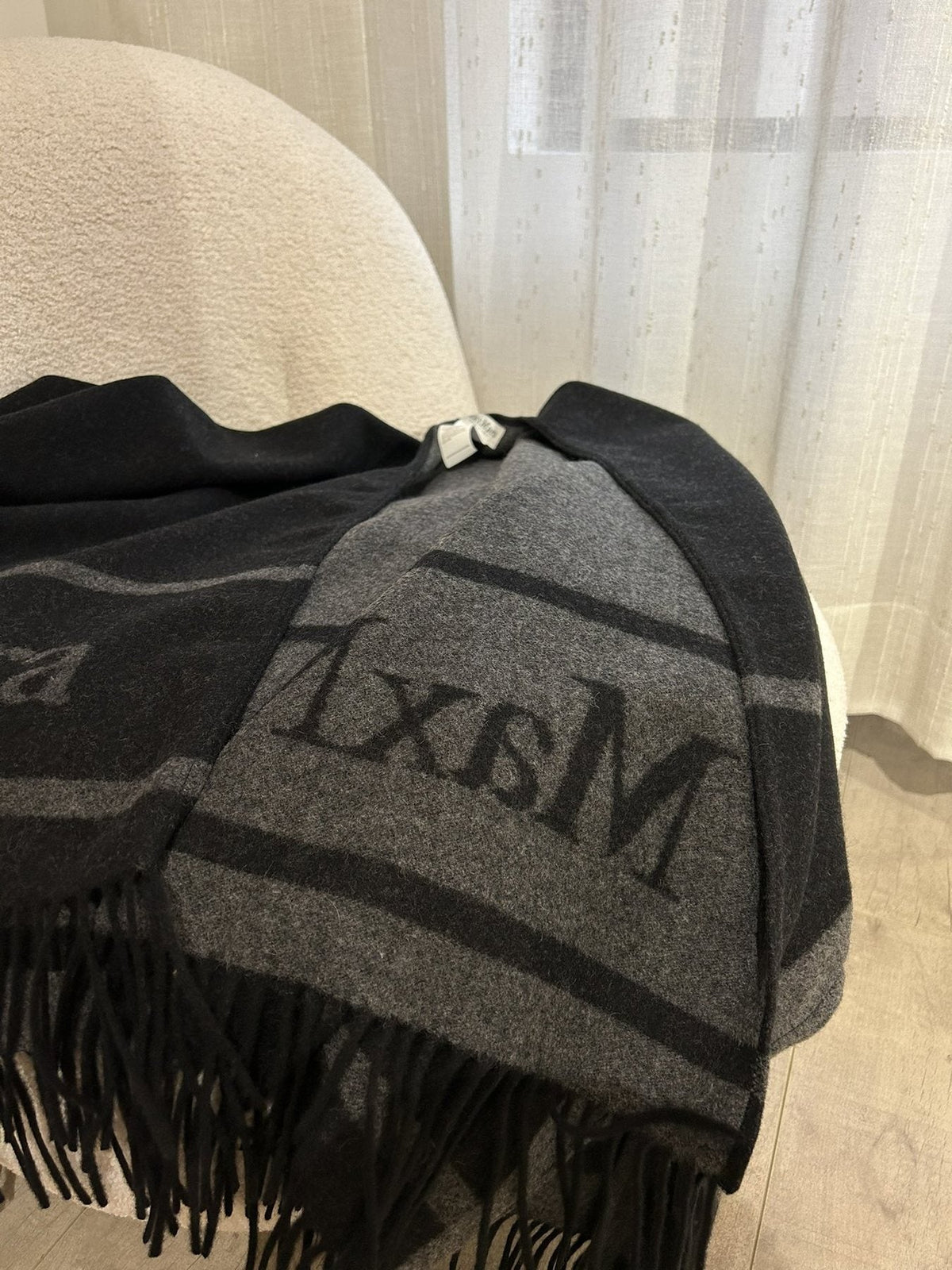 Max Mara Reversible Fringed Wrap Cape