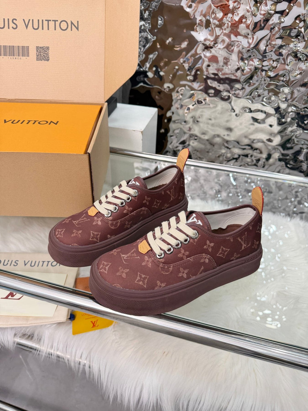 Louis Vuitton Burgundy Monogram Low-Top Sneakers