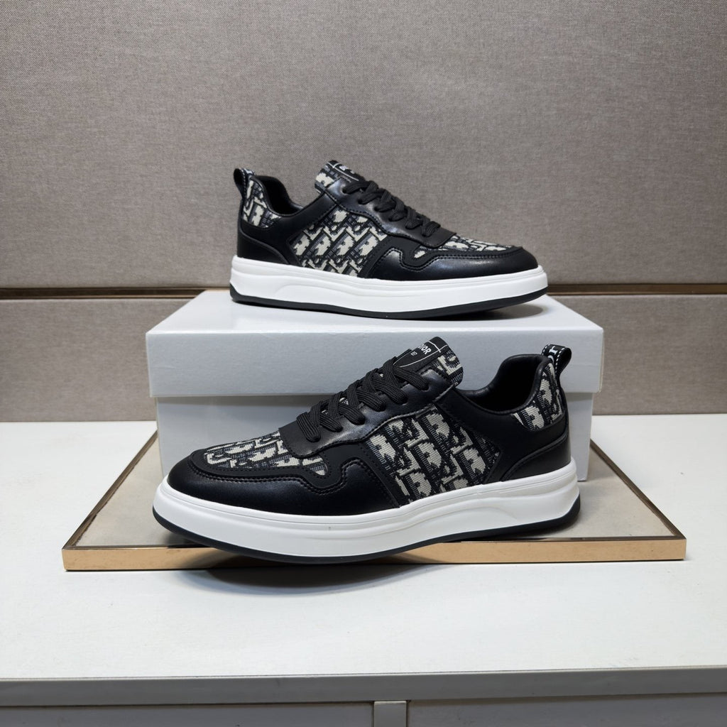 Dior Men's Patterned Panel Low-Top Sneakers