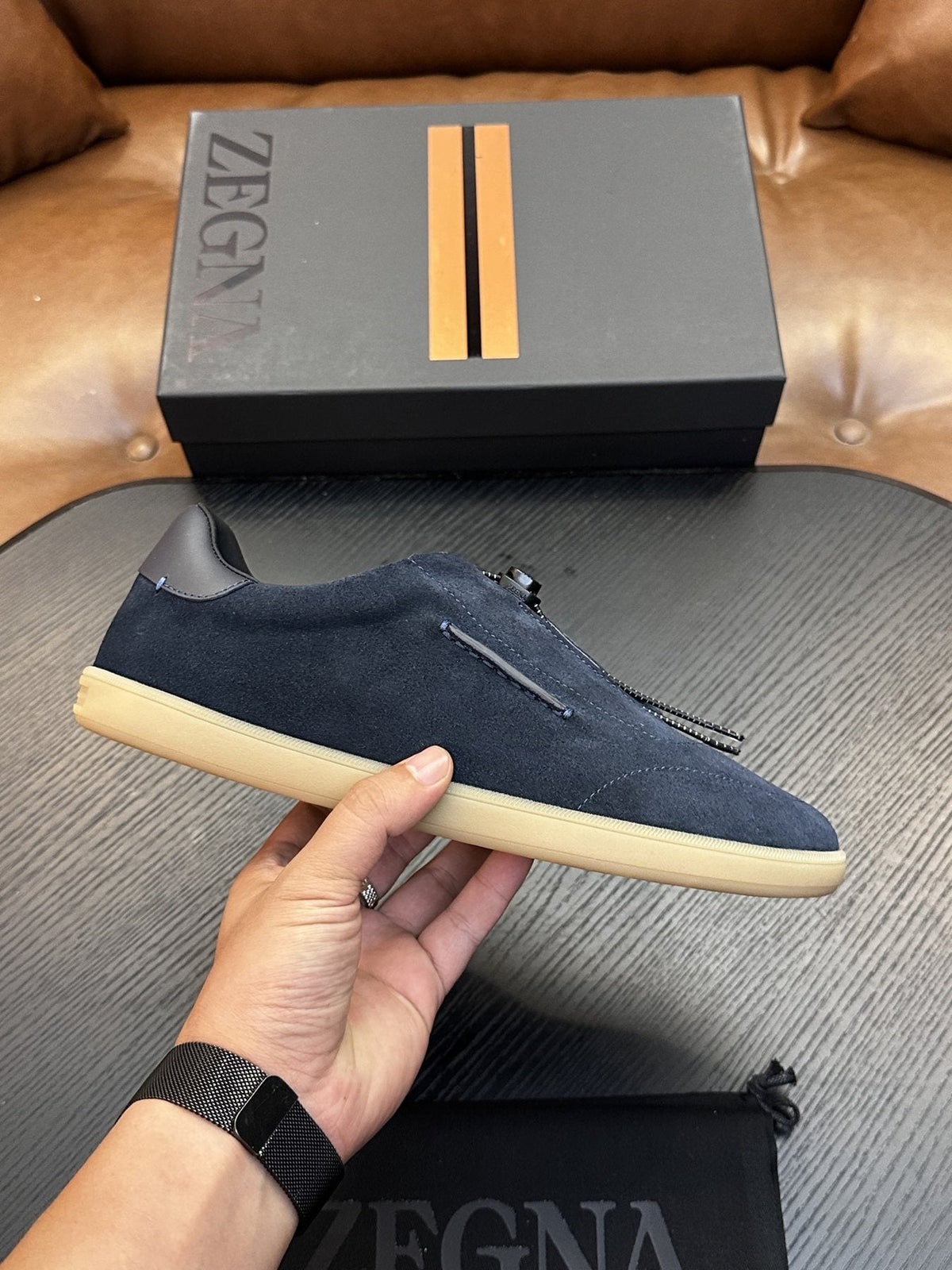 ZEGNA Triple Elastic Slip-On Sneakers