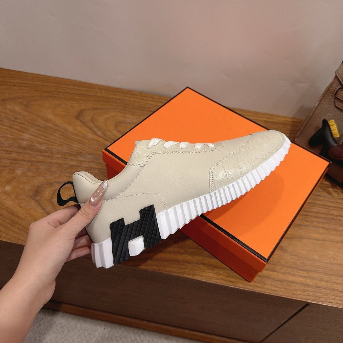 Hermès Color-Block Lace-Up Sneakers