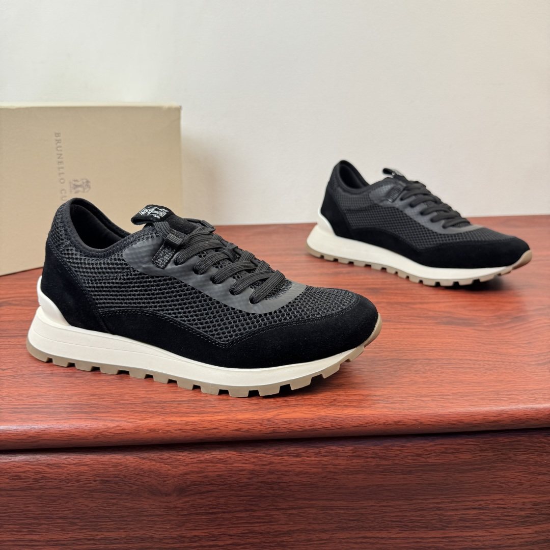 Brunello Cucinelli Mesh and Suede Sneakers