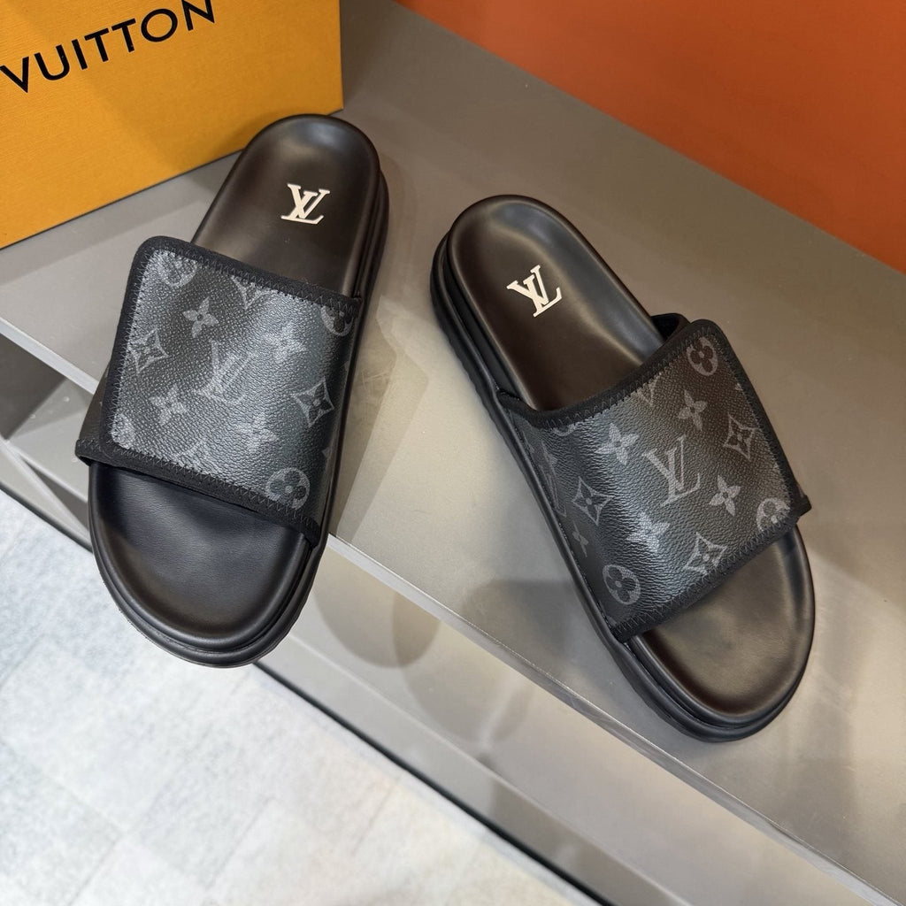 Louis Vuitton Monogram-Patterned Slide Sandals