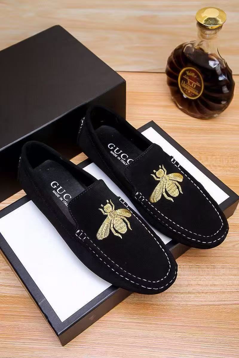 Gucci Black Bee-Embroidered Loafers