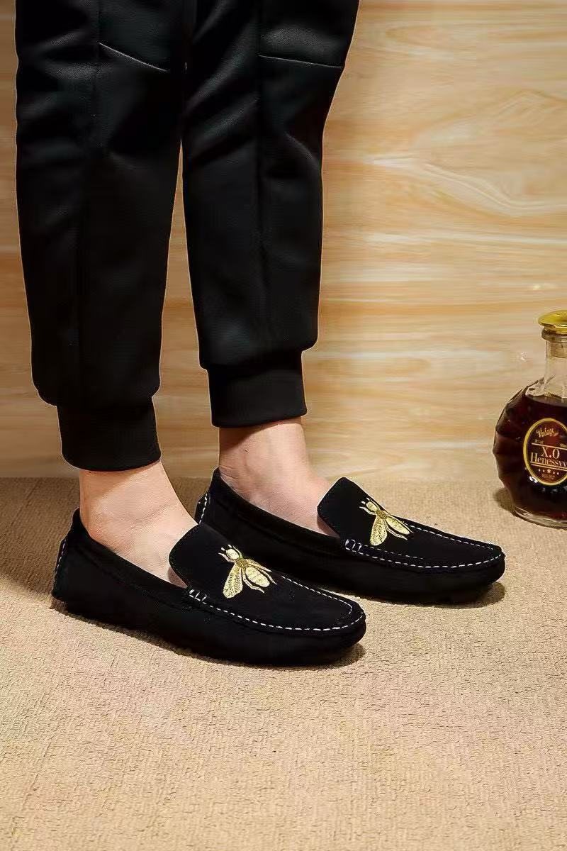 Gucci Black Bee-Embroidered Loafers