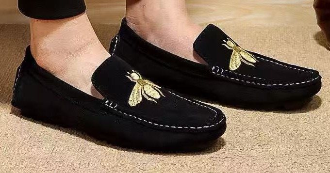 Gucci Black Bee-Embroidered Loafers
