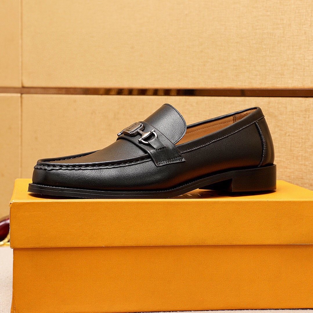 Louis Vuitton Black Metal-Accent Loafers - Leather Lining