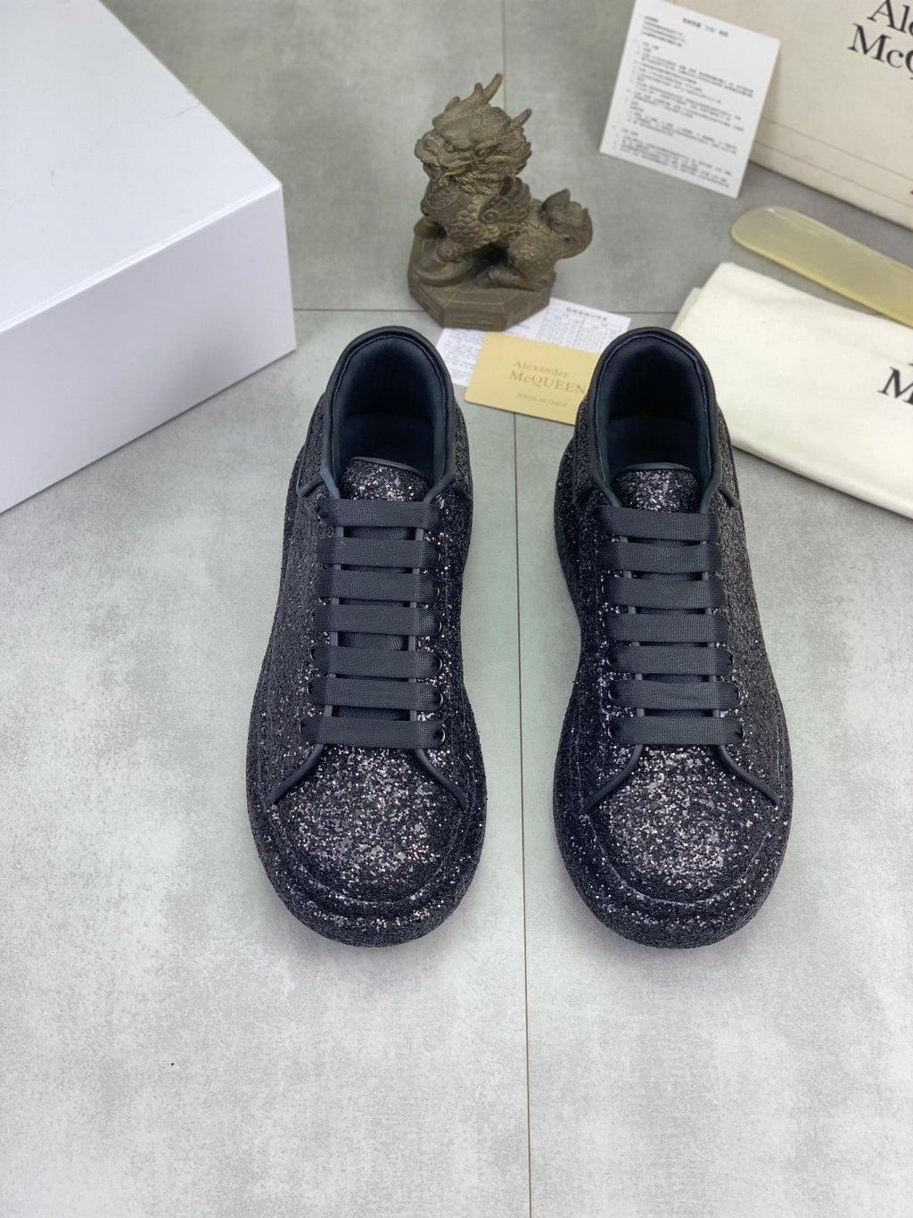 Alexander McQueen Black Glitter Low-Top Sneakers