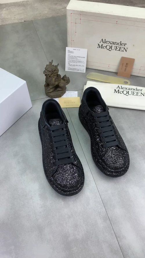 Alexander McQueen Black Glitter Low-Top Sneakers