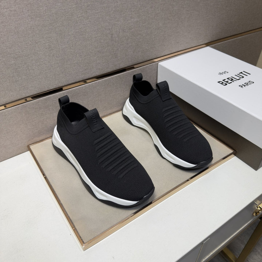 Berluti Men's Ribbed Slip-On Sneakers