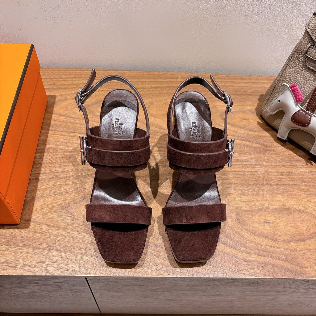 Hermès Women's Square-Toe Block-Heel Sandals