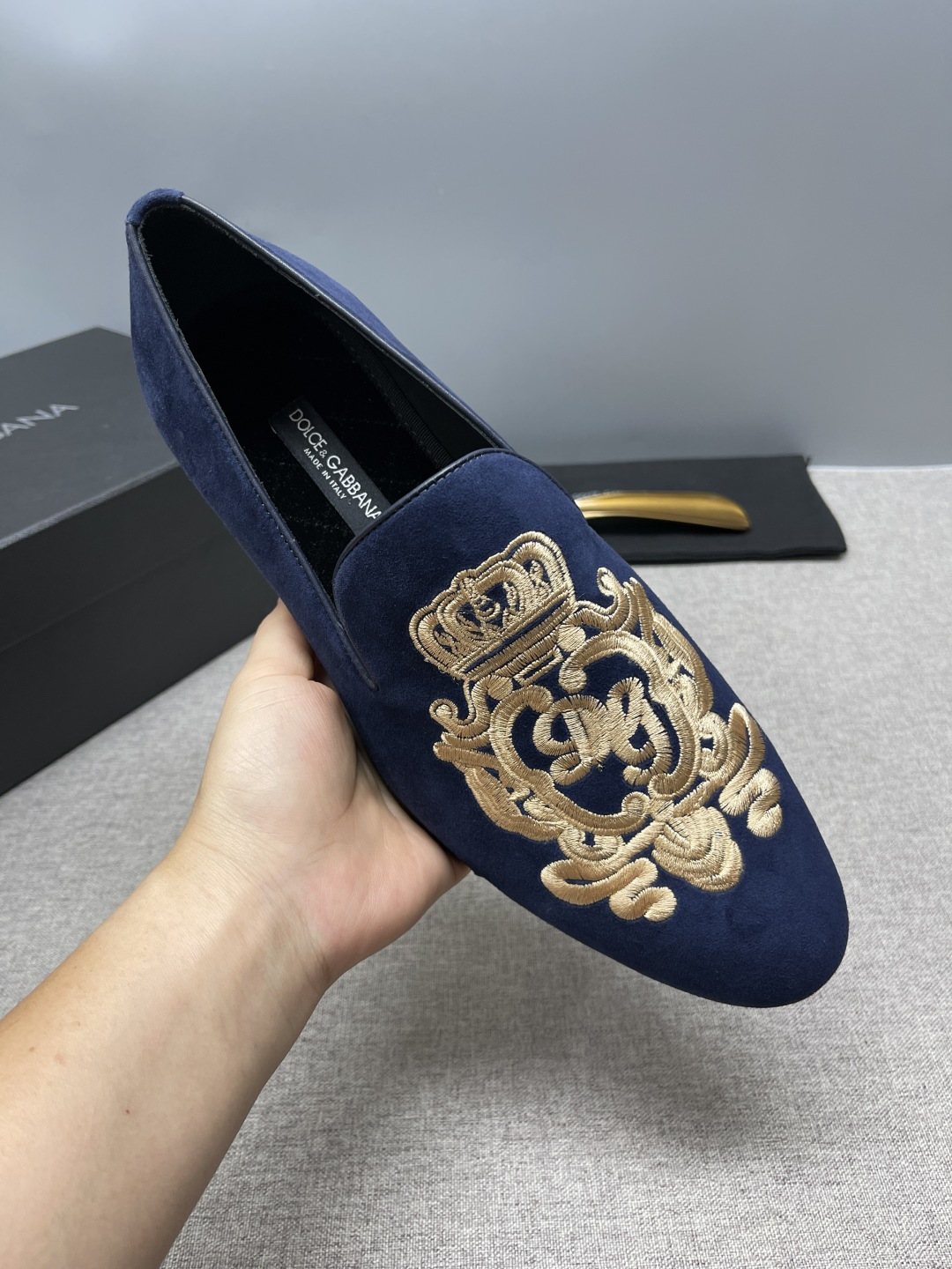 Dolce & Gabbana Men's Crown Embroidered Loafers