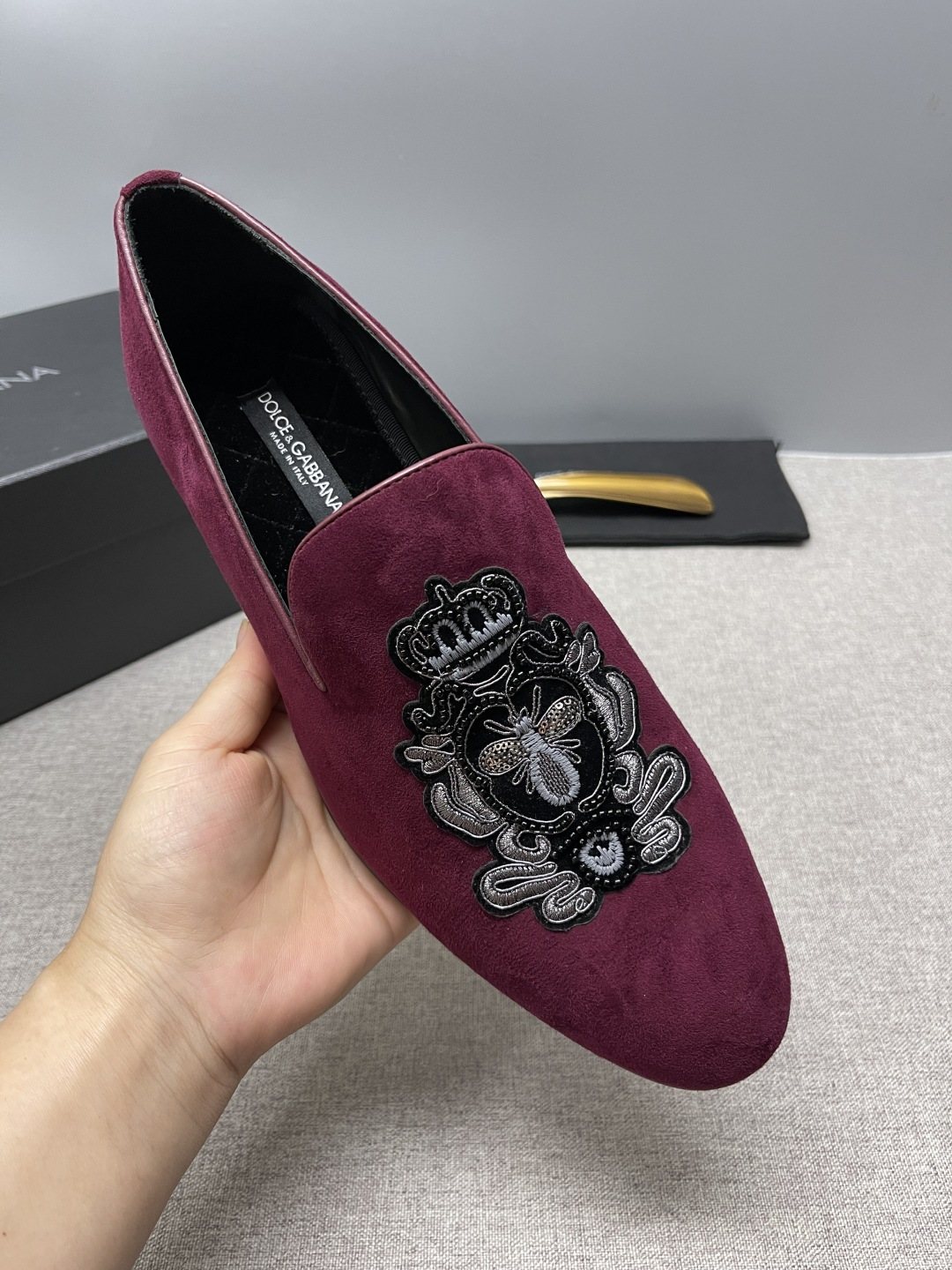 Dolce & Gabbana Men's Crown Embroidered Loafers