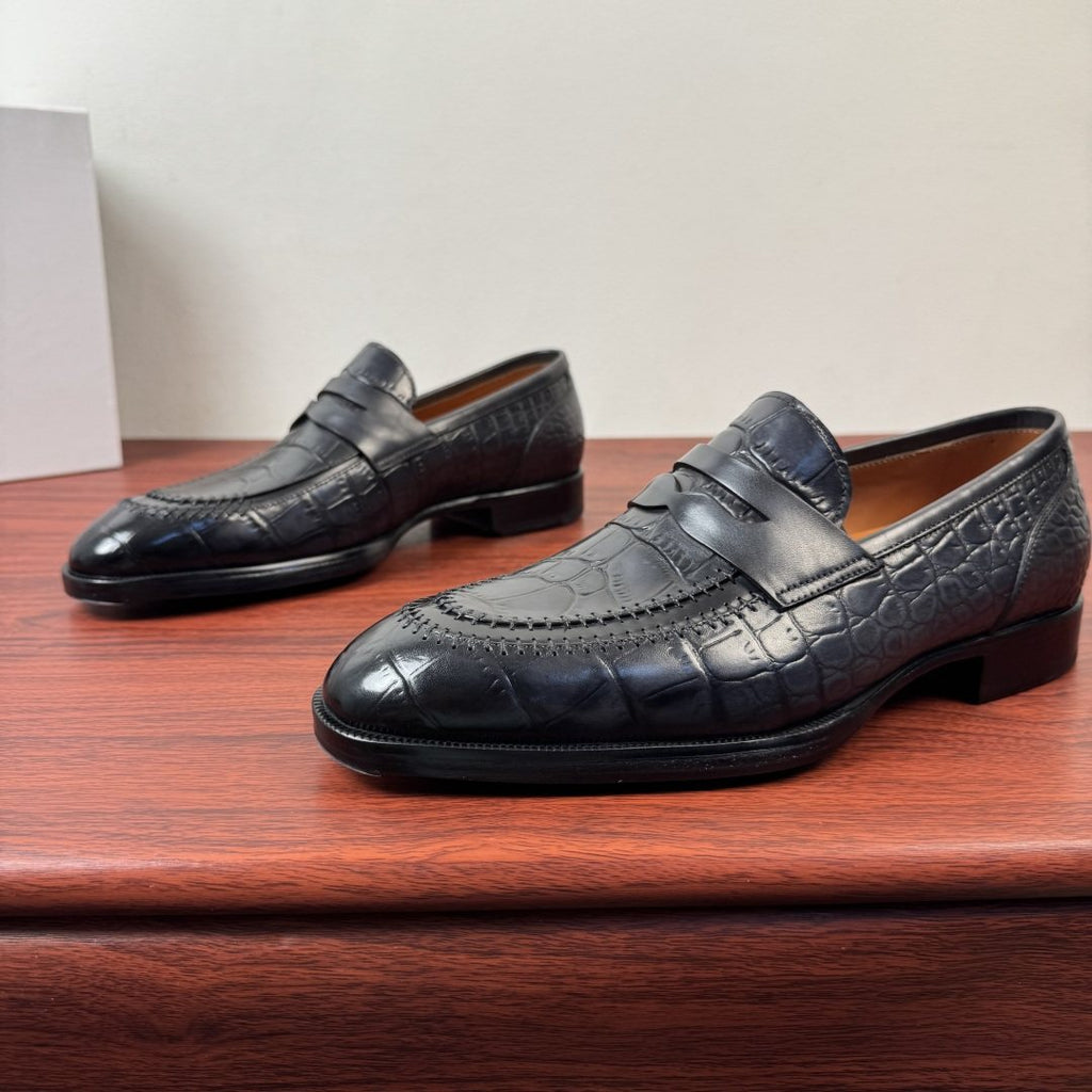 Berluti Men's Embossed Burnished Loafers