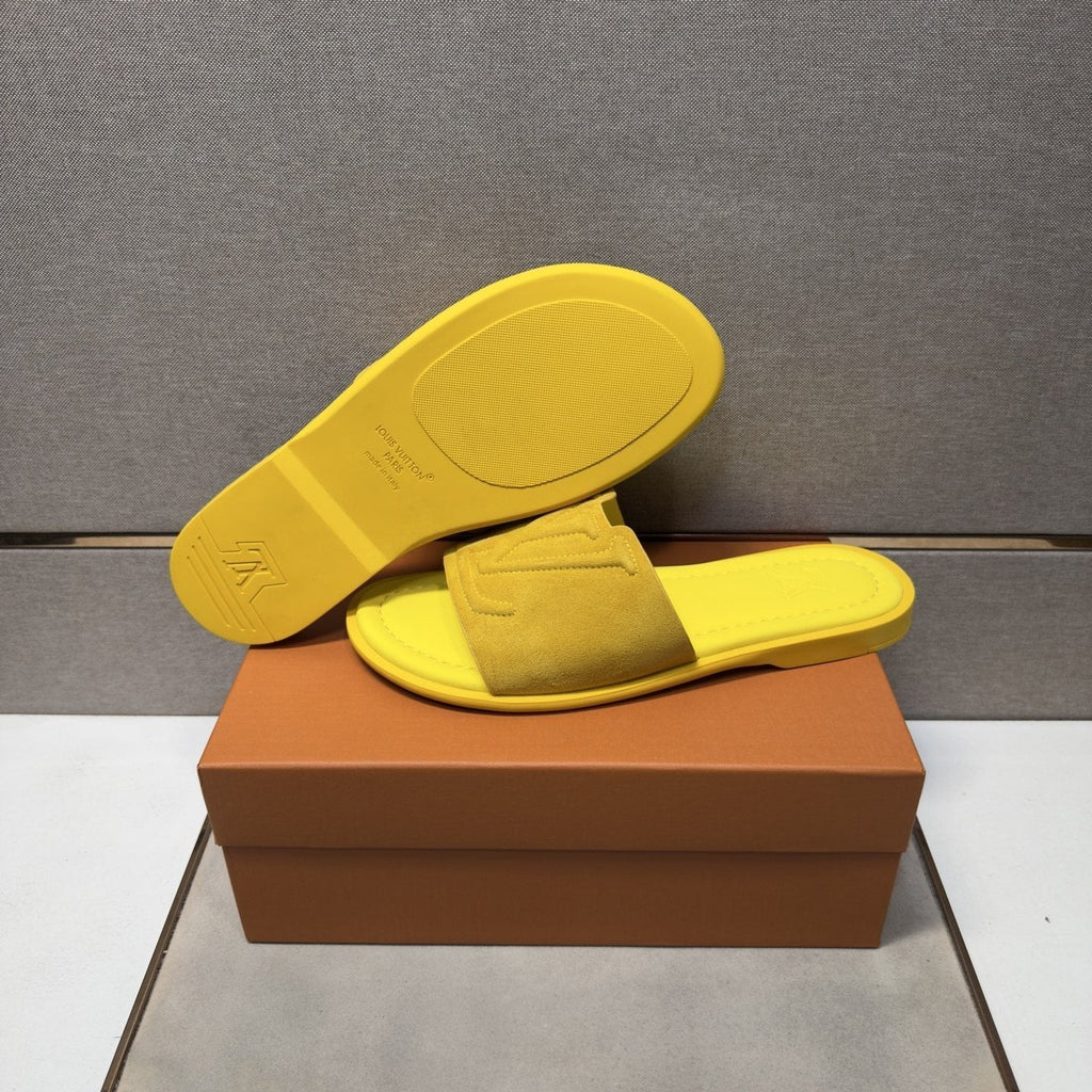 Louis Vuitton Men's Embossed Strap Slide Sandals - Leather Lining