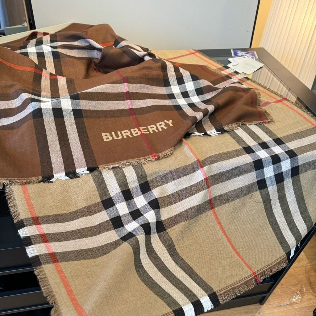 Burberry Charcoal Gray Plaid Scarf
