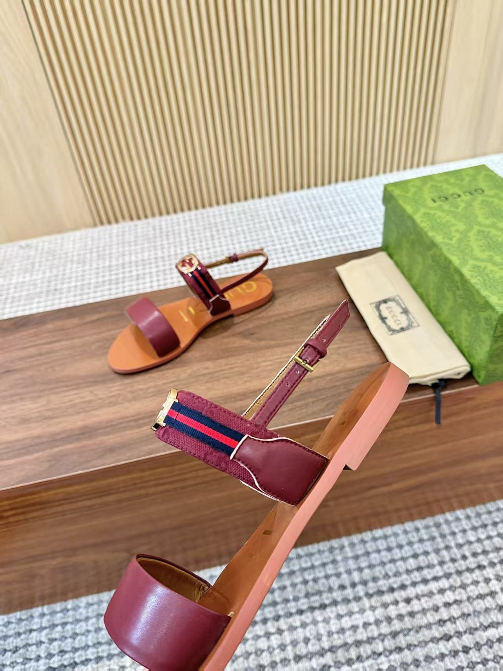 Gucci Logo Hardware Ankle-Strap Sandals