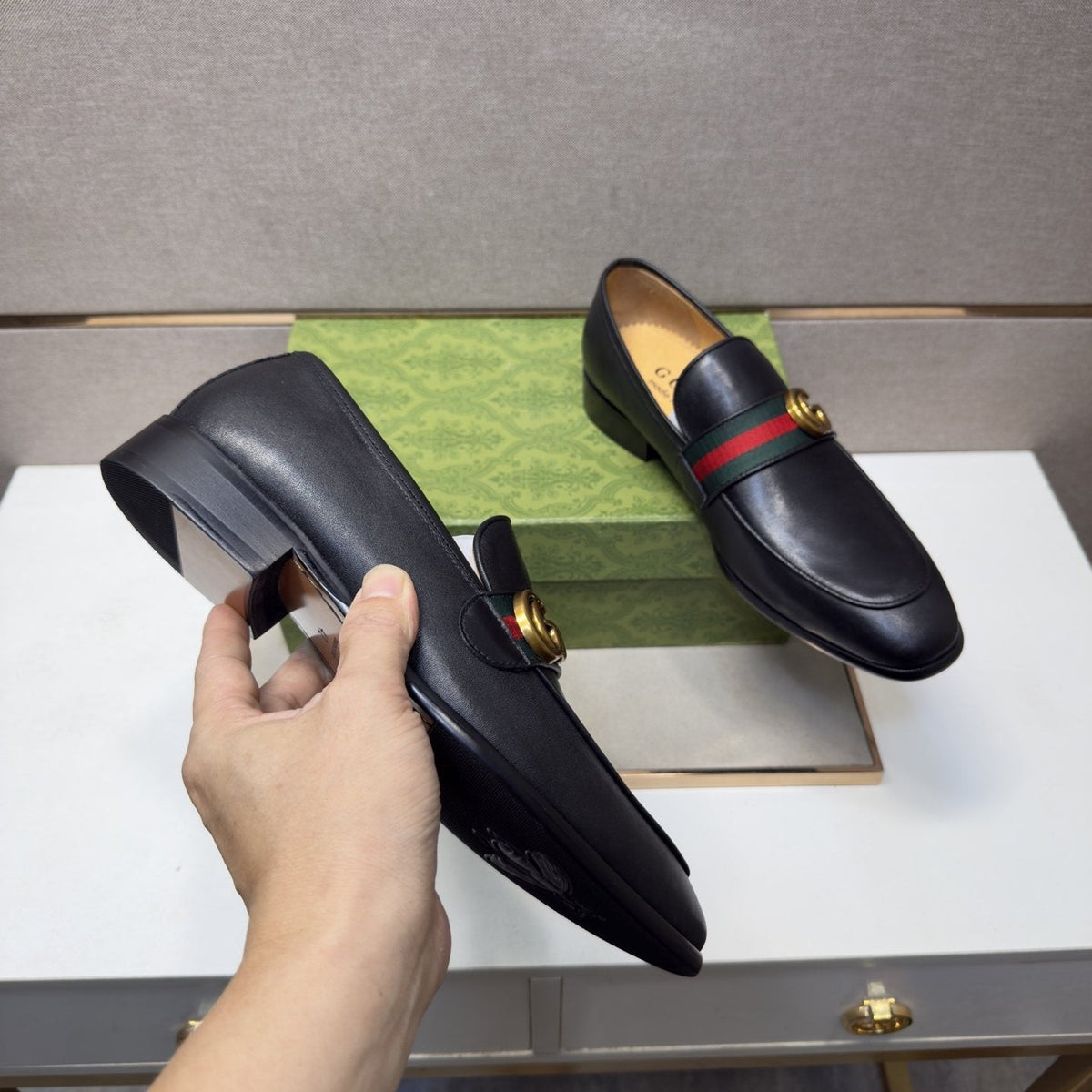 Gucci Men's Black Strap Loafers