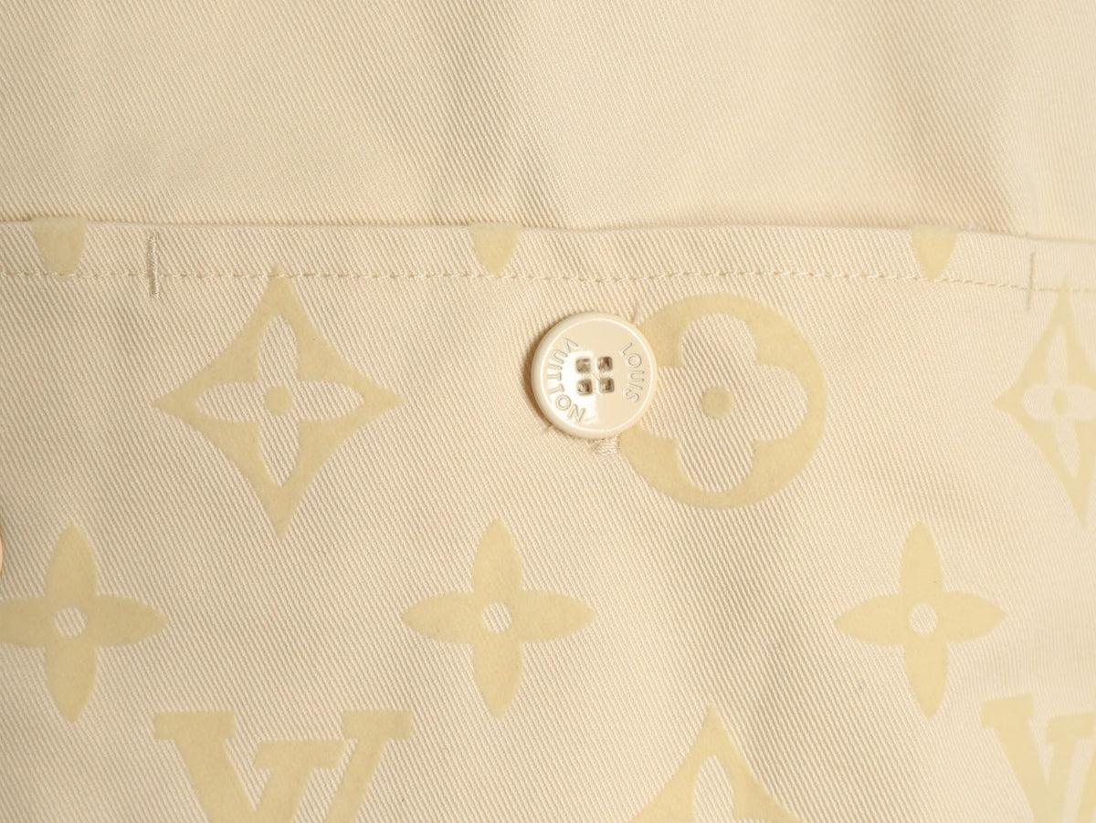 Louis Vuitton Flocked-Panel Shirt Jacket - Beige