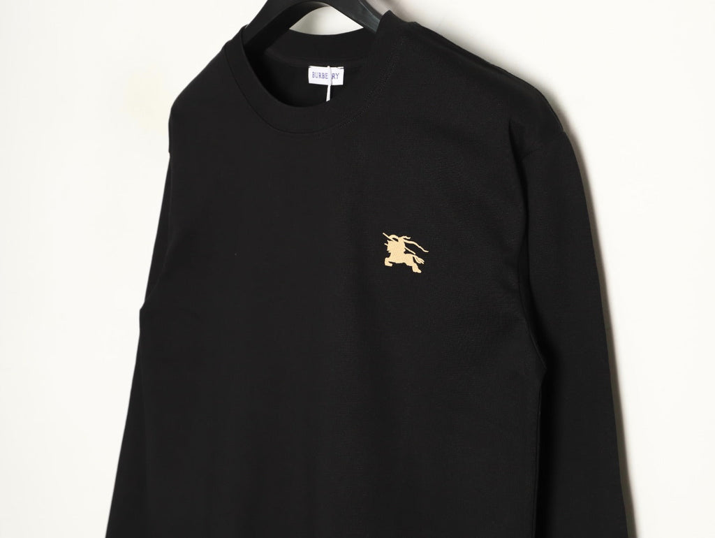 Burberry Oval Equestrian Back-Graphic Long-Sleeve Top - Black